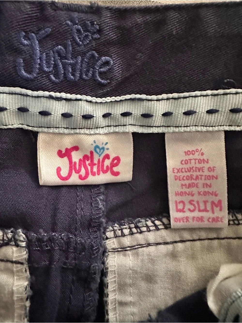 Justice | Long Blue Jean Chino Shorts | Size 12 Slim #Jorts